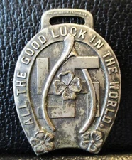 International Securities Co. Canada Good Luck Horseshoe Clover Pocket Watch Fob