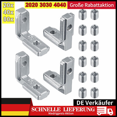 80x Innenwinkel Außenwinkel Aluprofil Verbinder Nut 6 8 Für 2020 3030 4040 Profi