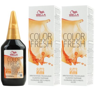 Wella Color Fresh Tönungsliquid 2 x 75 ml 8/03 helllblond natur gold Set
