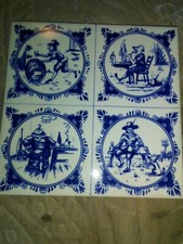 Vintage 6in X 6in Blue Holland Ceramic Tile Made In Belgium