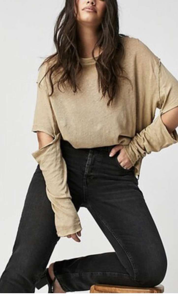 Free People CRVY Siren Low Rise Straight Jean Black Sz 28 NWT 78