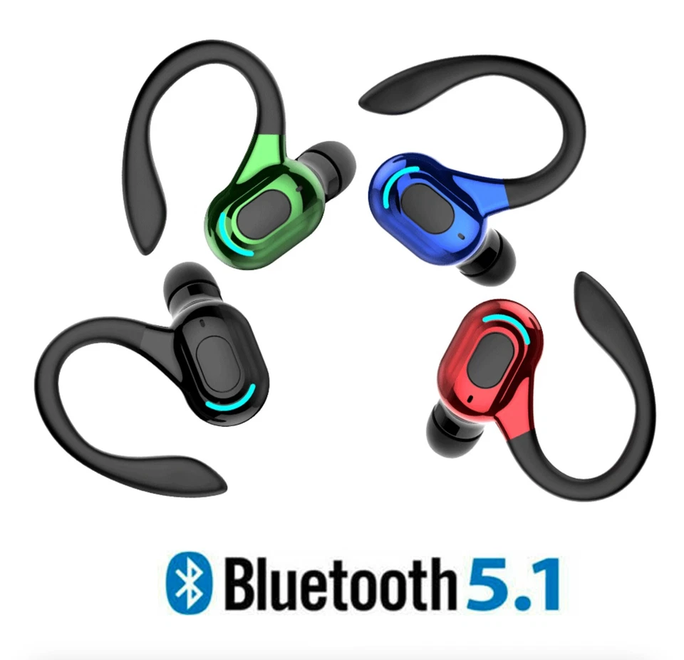 New Bluetooth 5.1 Headset Wireless Earbuds Earphones Stereo Headphones Ear Hook - Image 2 of 4