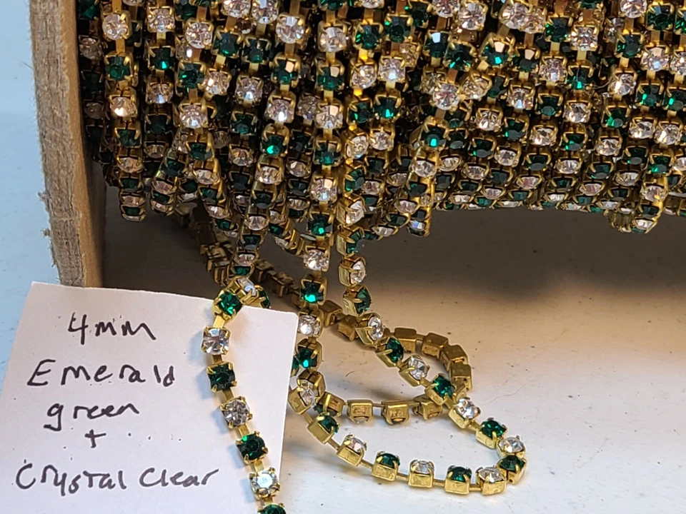 Conjunto de corrente de cristal Swarovski strass vintage 4 mm 1 pé conjunto de artesanato de joias - Imagem 4 de 4