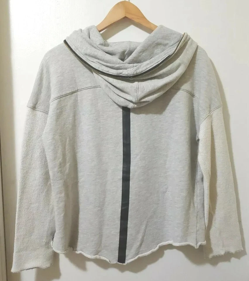 Calvin Klein Performance Sweatshirt Womens M Gray Faux Leather Trim Hoodie - Image 2 of 4
