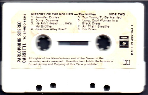 Hollies - History Of, Scarce 18 track Australian 1970s compilation cassette - Picture 5 of 5