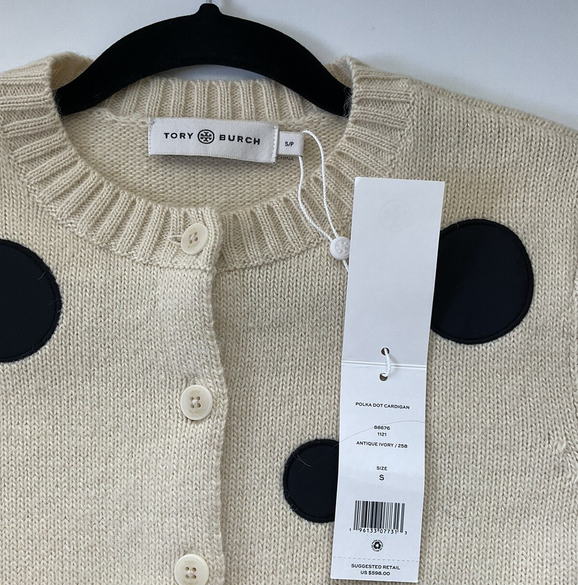 NWT TORY BURCH Wool Alpaca Blend Appliquéd Polka Dot NWT TORY BURCH Wool Alpaca Blend Appliquéd Polka Dot