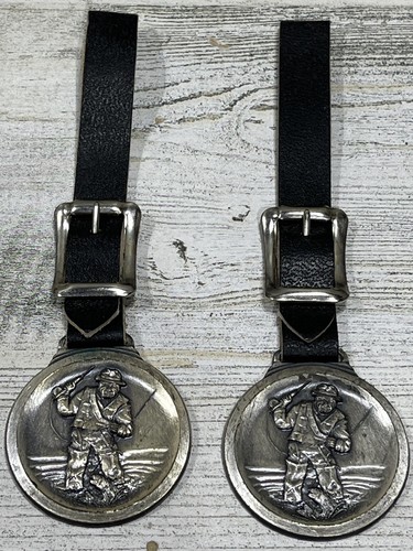 Lot Of 2 Vintage Fly Fisherman Metal Keychains Rochester NY