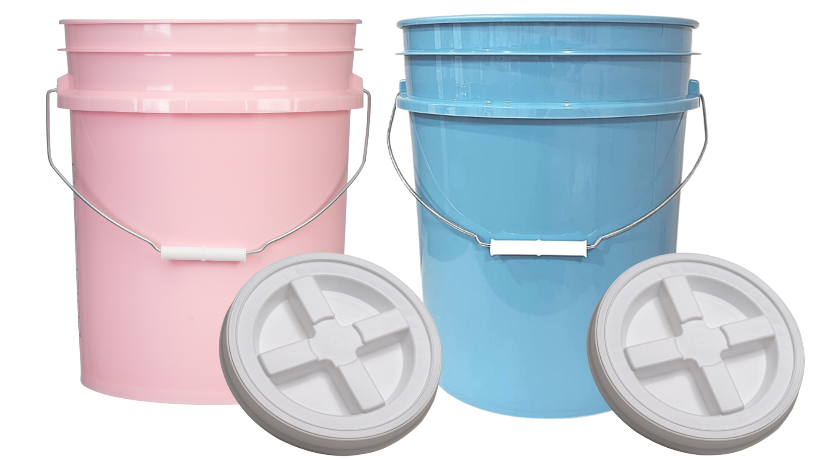 5 Gallon Food Grade Pink and Blue buckets Air Tight Screw On Lids( 2