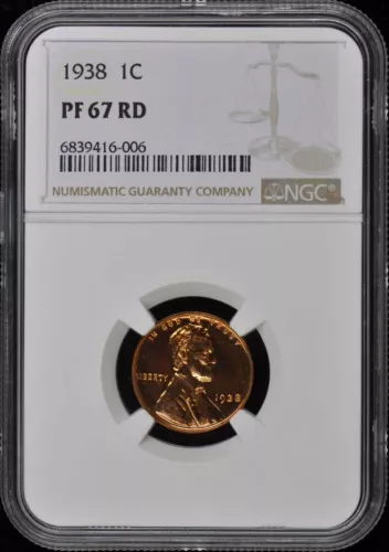1938 Wheat Reverse Lincoln Cent (Proof) 1C NGC PR67RD