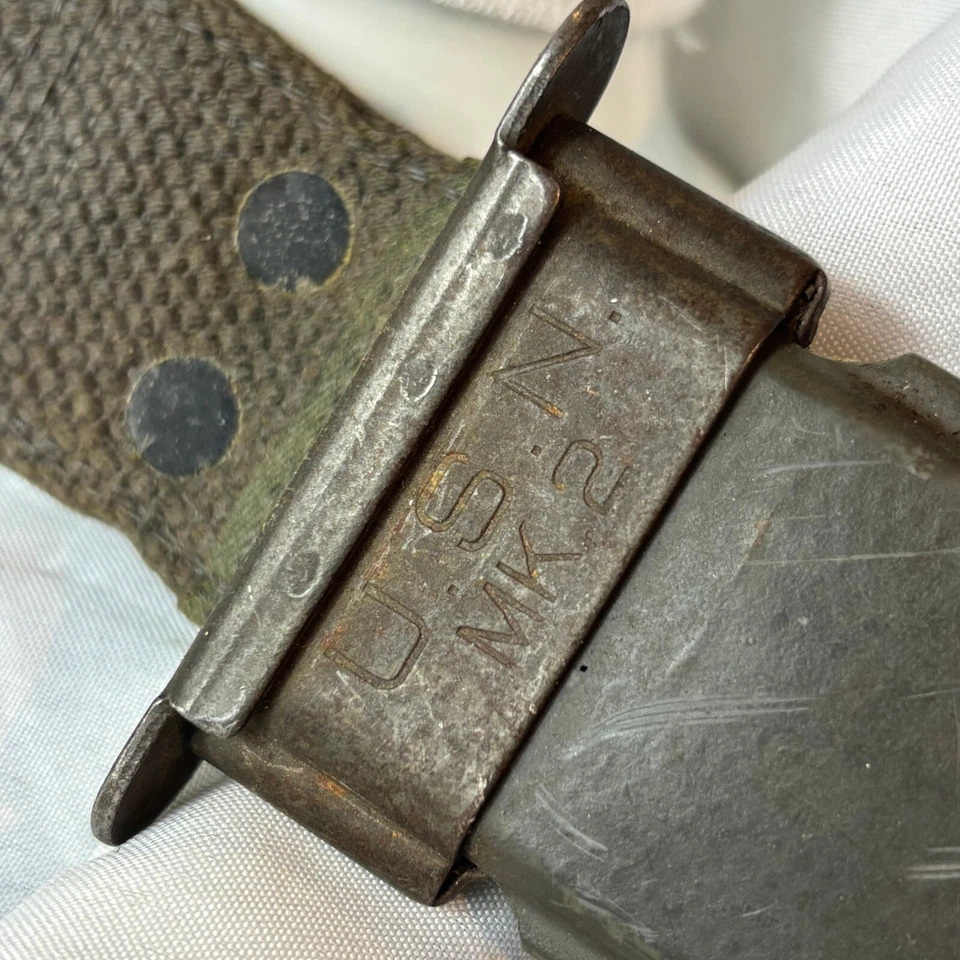 Faca de combate Camillus USN Mark 2 lâmina fixa cabo de couro empilhado com bainha - Imagem 2 de 4