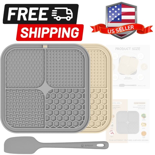 2Pck Lick Mat Upgraded 8.5×8.5" Licking Mats with Suction Cups for Dogs Cats