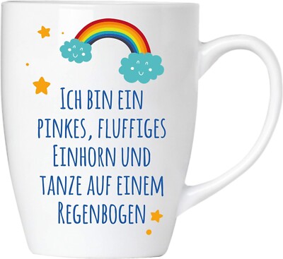 Einhorn Becher mit Spruch Ich bin ein pinkes fluffiges Einhorn Geschenk Mädchen