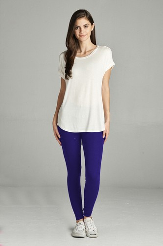 Solide volle Länge Baumwolle Spannweite Yoga LEGGINGS Lounge Fitnessstudio sportlich 8477 - Bild 21 von 25
