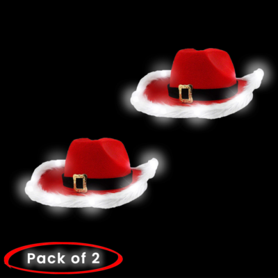 Light Up LED Red Santa Claus Christmas Cowboy Hats for Gift  display picture 1