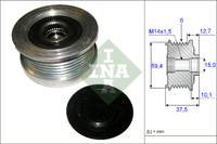 Freilaufrolle Lichtmaschine Hyundai Accent Getz Matrix - INA 535011010