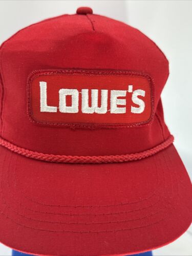 Vintage Lowe's Lowe Snapback Rope Hat Employee Uniform Red Cap