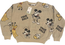 Disney Knit Sweater H M New with tags Tan Mickey, Donald, Pluto 12-14 True Pals