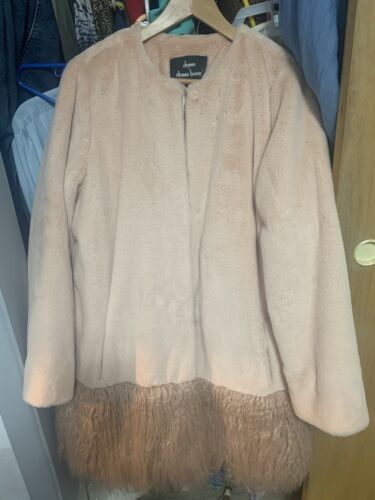 Cappotto Dennis Basso Ecopelliccia Super Morbida con Frange di Cotone Rosa Disegno M - Foto 5 di 16