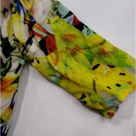 Blusa Parker 100 % seda colorida floral para mujer L multicolor artística retro festival Foto 3 de 4