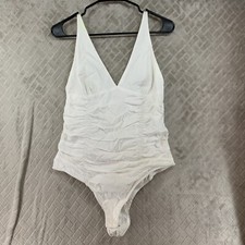 Zara Womans XL One Piece Body Suit White Slee...