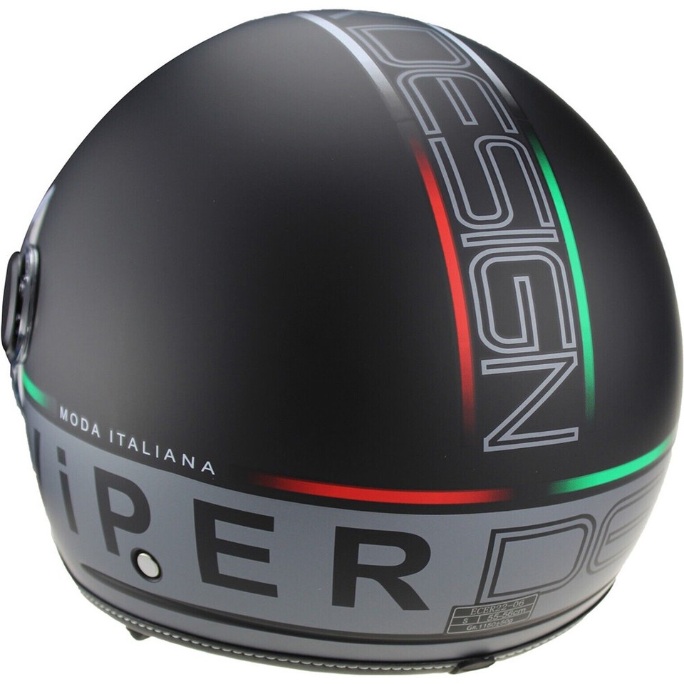 JETHELM V19 ITALIEN-FLAGGE Chopper Sturz Helm Rollerhelm Motorradhelm S