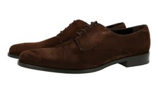 AUTH LUXURY PRADA DERBY LACE-UP SHOES 2EA148 TEAK SUEDE NEW US 11.5 EU 44,5 45