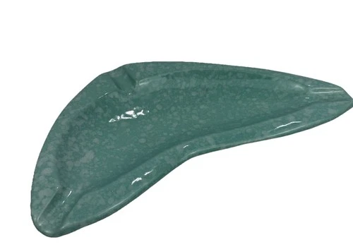 Vtg Midcentury Shawnee Pottery USA Atomic Stardust Turquoise Boomerang Ashtray