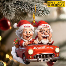 Custom Funny Couple Christmas Ornament 2025, Growing Old Together 2D Flat