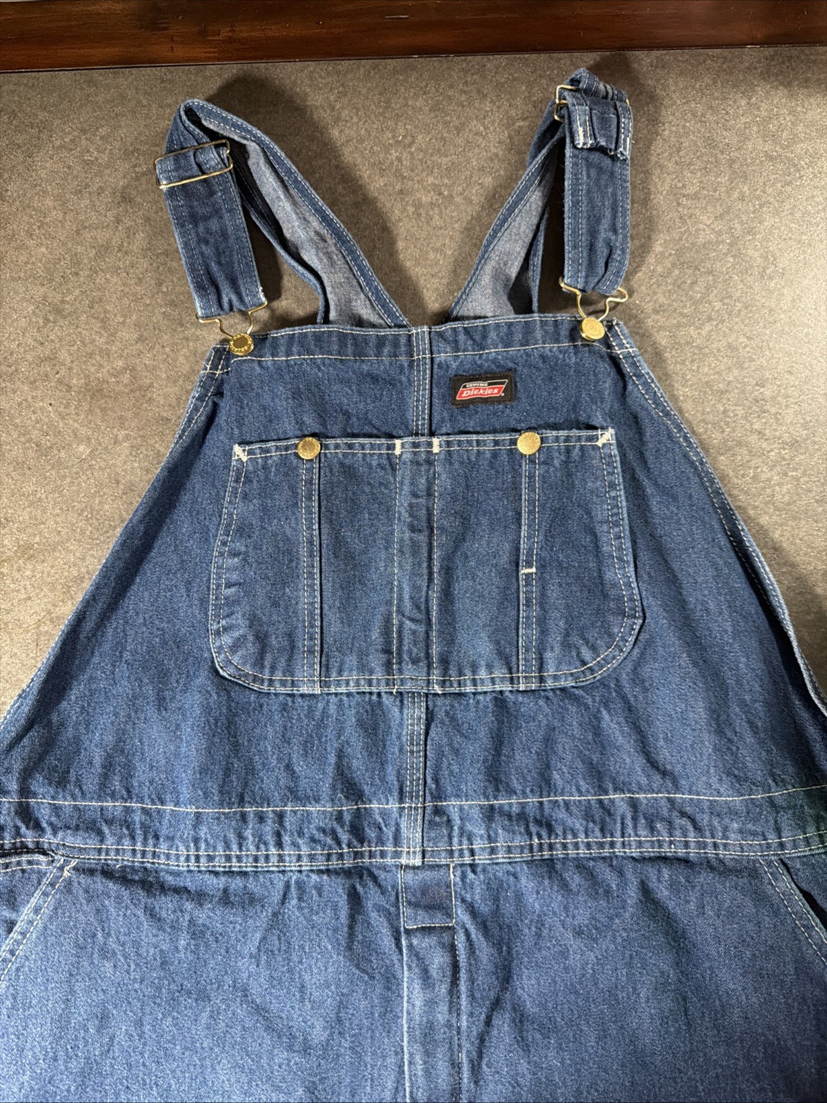 Dickies Dungarees Adult 42x32 Blue Bib Overalls Denim Workwear Carpenter Mens