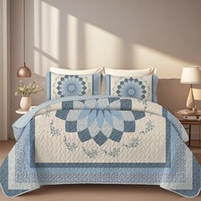 Floral Quilt Set 2/3-Piece Lightweight Summer Bedding Breathable Durable Bedspre