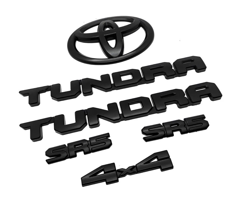 Juego de 6 piezas emblemas superpuestos negro mate apto para Toyota Tundra 2022-2025 SR5 4X4 Foto 4 de 4