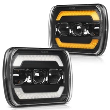 5x7 7x6 LED Headlights for 98-12 Savana 1500 2500 3500 w/DRL Turn Signal Lights