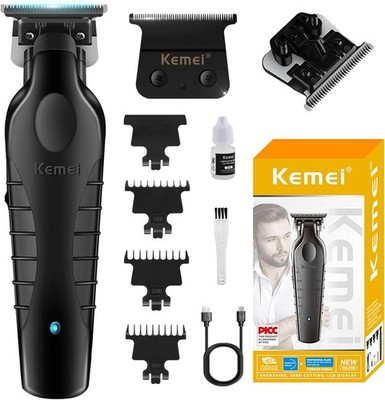 Kemei KM-2299 Pro Cordless Hair Clipper Zero Gap T-Blade Barber Trimmer USB