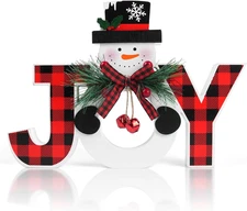 Christmas Table Decorations Wooden Joy Centerpieces Large, Colorful