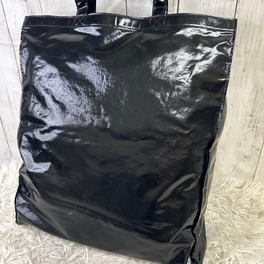 GUCCI Logo Print Large Tote Bag Black Coated Canvas Shopper Auth from Japan thumbnail 10