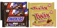 Schokoriegel Minis Mix 908G I 2X Snickers 227G & 2X Twix 227G