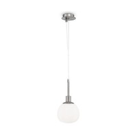 Pendelleuchte Glas Rund Ø 15 Cm Nickel Weiß E14 HäNgelampe Esszimmer KüChe