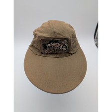 Vintage Bass Pro Shop Largemouth 5 Panel Hat Brown Canvas Fishing Cap USA Made