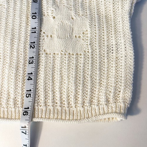 Suéter Pullover Sinceramente Jules Crop Suelto Tejido Flores Detalles Blanco Talla M Nuevo con Etiquetas - Imagen 10 de 10