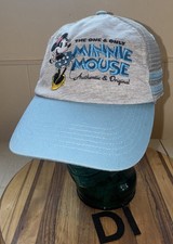 MINNIE MOUSE AUTHENTIC  ORIGINAL GRAY WITH BLUE MESH BACK STRAPBACK HAT EUC D1