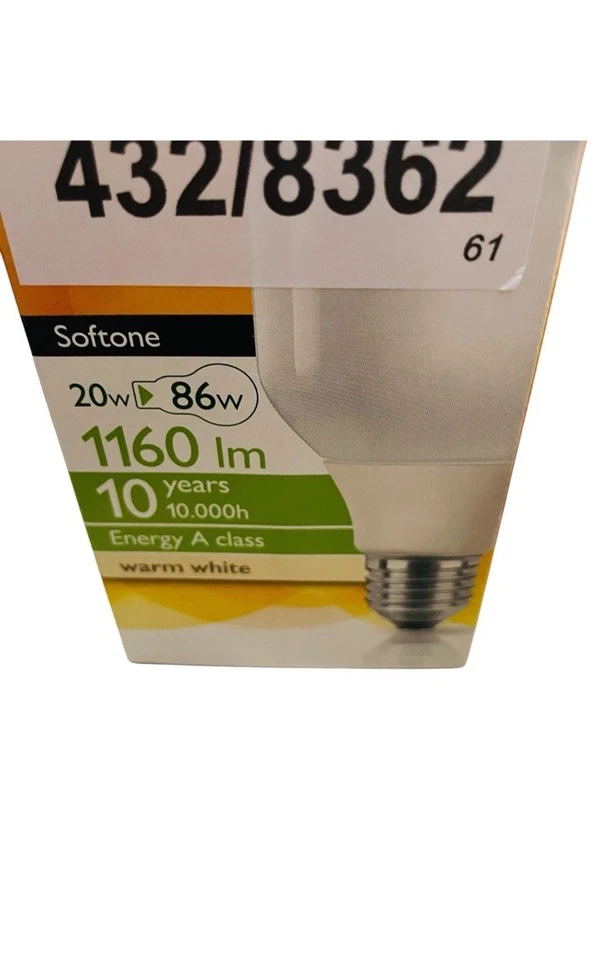 3x Philips Softone 30W Energy Saver Bulb E27 Warm White Light Bulb EQV To 86W A+ - Image 2 of 4
