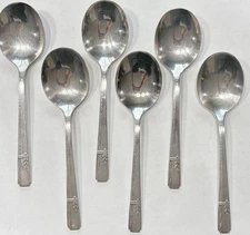 Oneida Prestige Plate GRENOBLE Silverplate 1938  LOT of 6 Cream Soup Spoons
