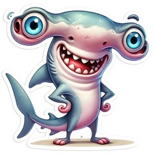 Standing Hammerhead Shark - Vinyl Decal Sticker - Car Window Laptop - #377