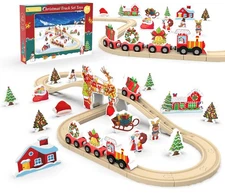 Wooden Train Set for Toddler, 42 Pcs Wooden Tracks Train Toy for 3 4 5 Years ...