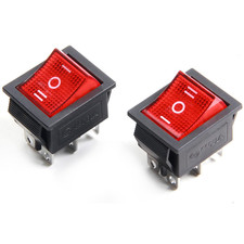 2Pcs 6 Pin 3 Position Boat Rocker Switch ON/Off/ON DPDT Rocker Switch with Red L