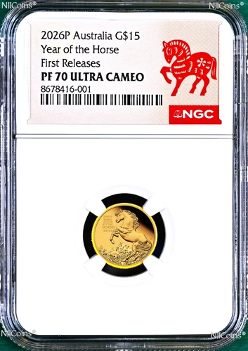 2026 Australia PROOF GOLD $15 Lunar Year of the Horse NGC PF70 1/10oz Coin FR