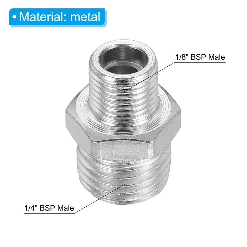 1/8 to 1/4 Air Brush Hose Adapter, 4PCS 1/8" BSP Male to 1/4" BSP Male Foto 2 de 4