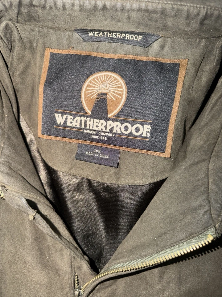 Weatherproof Men’s 3XL Brown Microsuede Bomber Jacket Zip Up CLEAN - Image 2 of 4