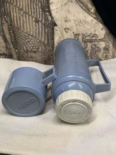 Thermos Vintage Grey Plastic Lunchbox W/ 16 Oz Blue Insulated - Picture 18 of 19