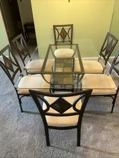 Glass And Metal Dining Room Set With Cushioned Chairs. Moving And Has To Go???